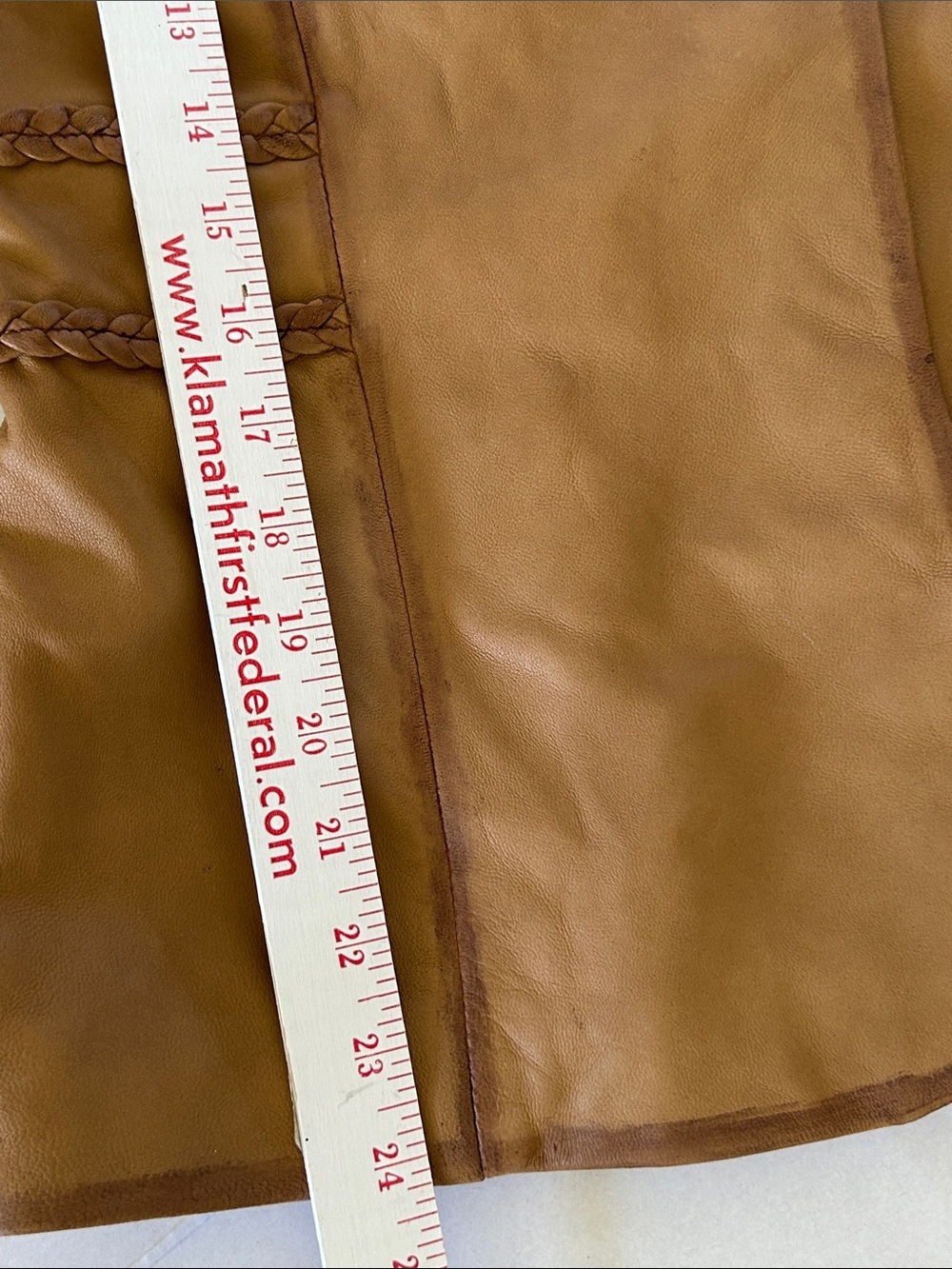 MONTANACO WOMENS SOFT VINTAGE BRAIDED LEATHER COAT SZ XL - Picture 11 of 12